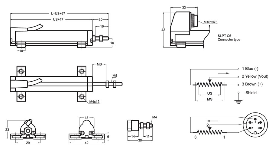 ابعاد فیزیکی خط کش مقاومتی اپکن SLPT